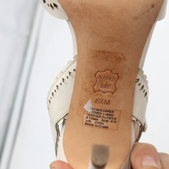 Tory Burch Marguerite Perforated Slingback Heels Women's Size 8.5 Ivory Floral - Picture 3 of 12